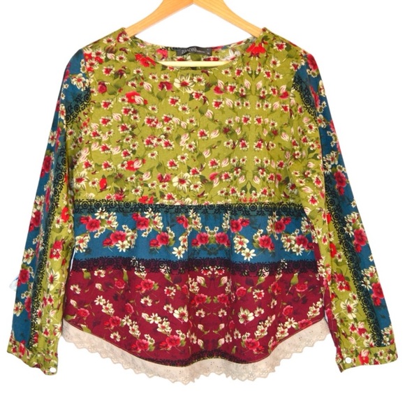 Zanzea Collection Mixed Print Cotton Long Sleeve Top, Size XL - Picture 6 of 6